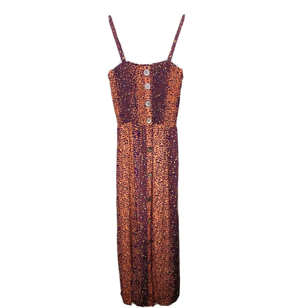 ANGIE Burnt Orange & Red Summer Maxi Dress…